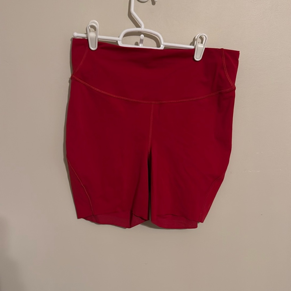 Red Lululemon running shorts